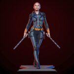 Black Widow statue Marvel Natasha Romanoff batons