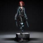 Black Widow statue Marvel neon suit batons