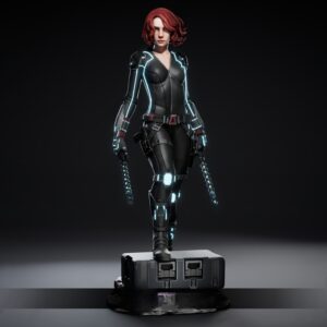 Black Widow statue Marvel neon suit batons