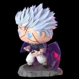 Gojo Satoru custom Pop fan art φιγούρα με πληγές και μωβ ενέργεια