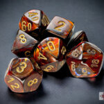 Chessex Scarab Blue Blood Gold Mini Polyhedral Dice Set