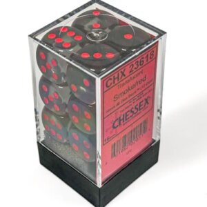 Chessex Translucent Smoke Red 16mm Dice Block 12 d6