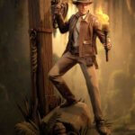 Indiana Jones figure fan art statue με δάδα